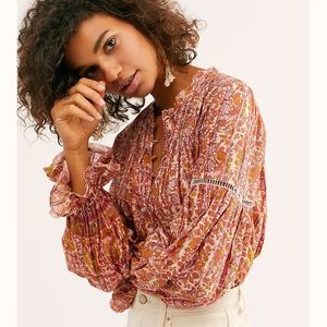 Free People Bali Bohemian Disco Metallic Top